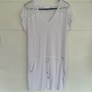 Calvin Klein Swim White Swimsuit Cover Up Dress Women’s Medium M Pattern Pockets